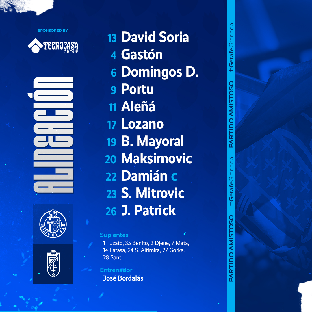 GetafeCF's tweet photo. ¡Este es el once con el que nos enfrentaremos al @GranadaCF en el Nuevo Cerrú! 👏

#VamosGeta #GetafeGranada https://t.co/vGyB8898BJ