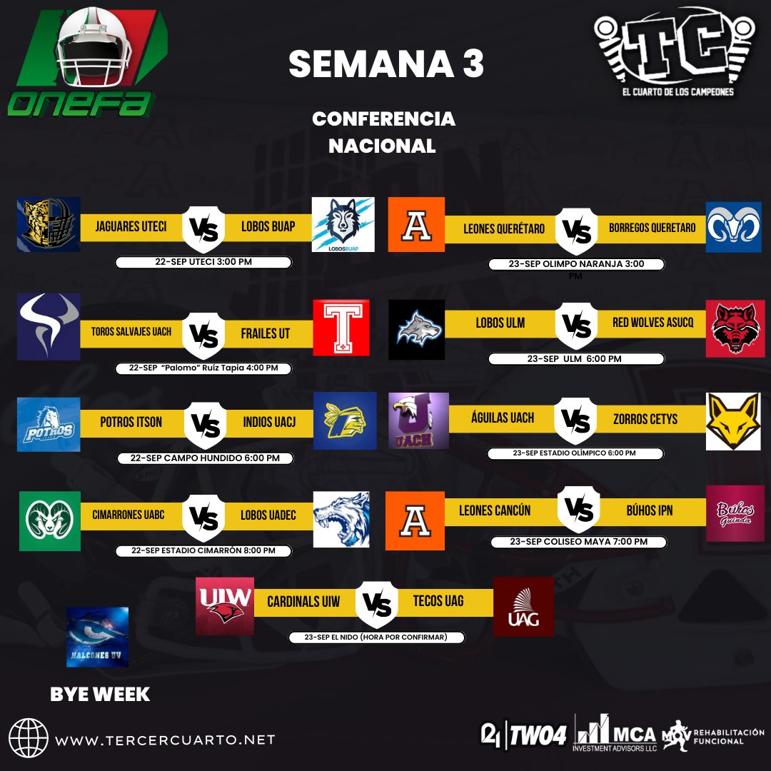 Tercer_Cuarto's tweet photo. 🗓️ A 1 MES DEL KICKOFF 😮💨
La Conferencia Nacional será quien arranque las actividades en la Temporada, reviviendo la 🏆 Final del Grupo Centro en el 2022 entre 🦉 Búhos IPN y 🔴 Frailes UT.
LIGA MAYOR 🇲🇽 ONEFA 2023
#HablemosDeFootball🗣️🏈
(1/3) https://t.co/45sIwinz3O