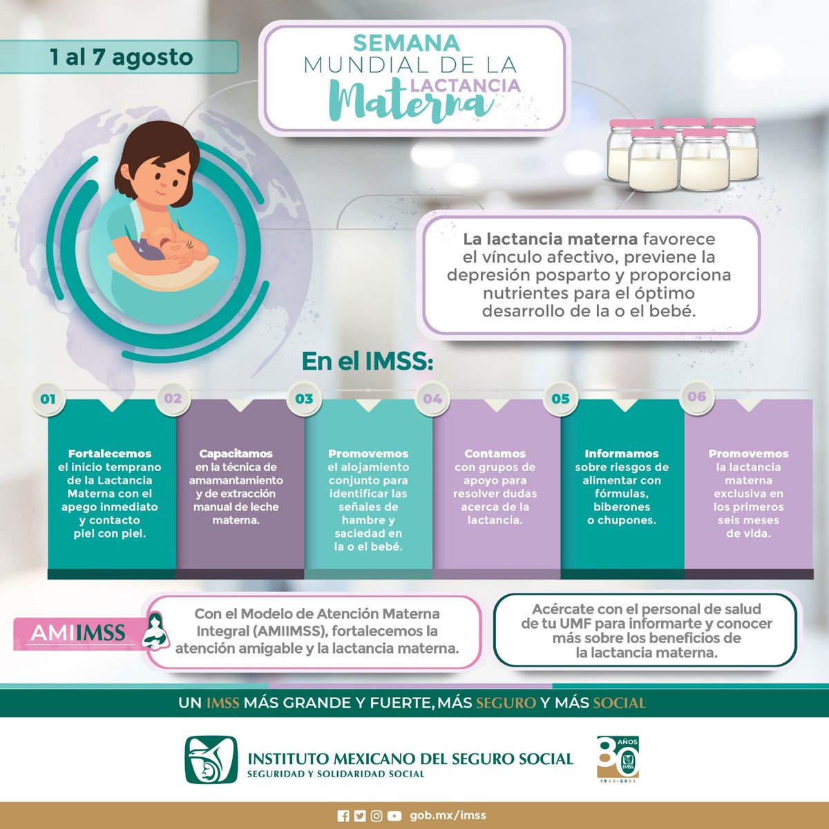 IMSS_S_L_P's tweet photo. Semana Mundial de la Lactancia Materna
Con el Modelo de Atención Materna Integral #AMIMSS, fortalecemos la atención amigable y la lactancia materna. https://t.co/xpa4C9iveT