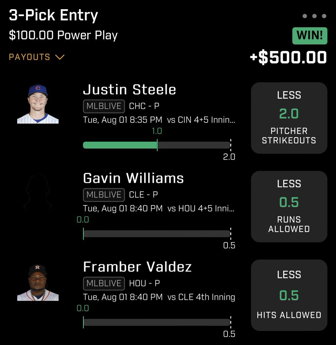 1Finally_Famous's tweet photo. LIVE BETS from yesterday. Might make one now.. I have 15 minutes to lock in. Who wants one? #GamblingTwitter #win #prizepicks #mlb https://t.co/uwwDdMjqMH
