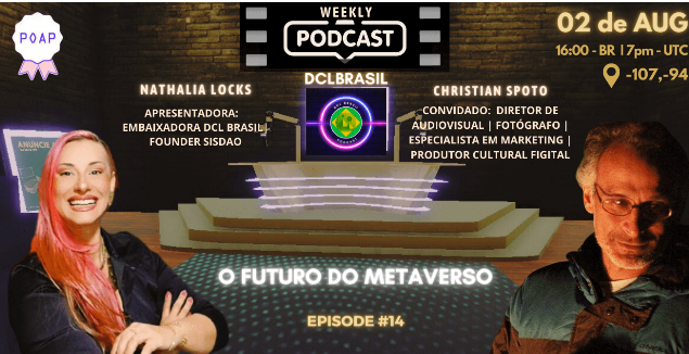 anderluz's tweet photo. No melhor podcast do #metaverso @DCL_Brasil  hoje teremos ele #CristianSpoto com a nossa super @LocksMuylaert... eh daqui a pouco !!
@DCL_Arabia   @DCL_Argentine   @DCL_Australia   @DCL_Greece   @DCL_India   @DCL_IL    @DCL_Italia @DCL_Japan  @DCL_Korea  @DCL_German https://t.co/DOTeQUf3bw