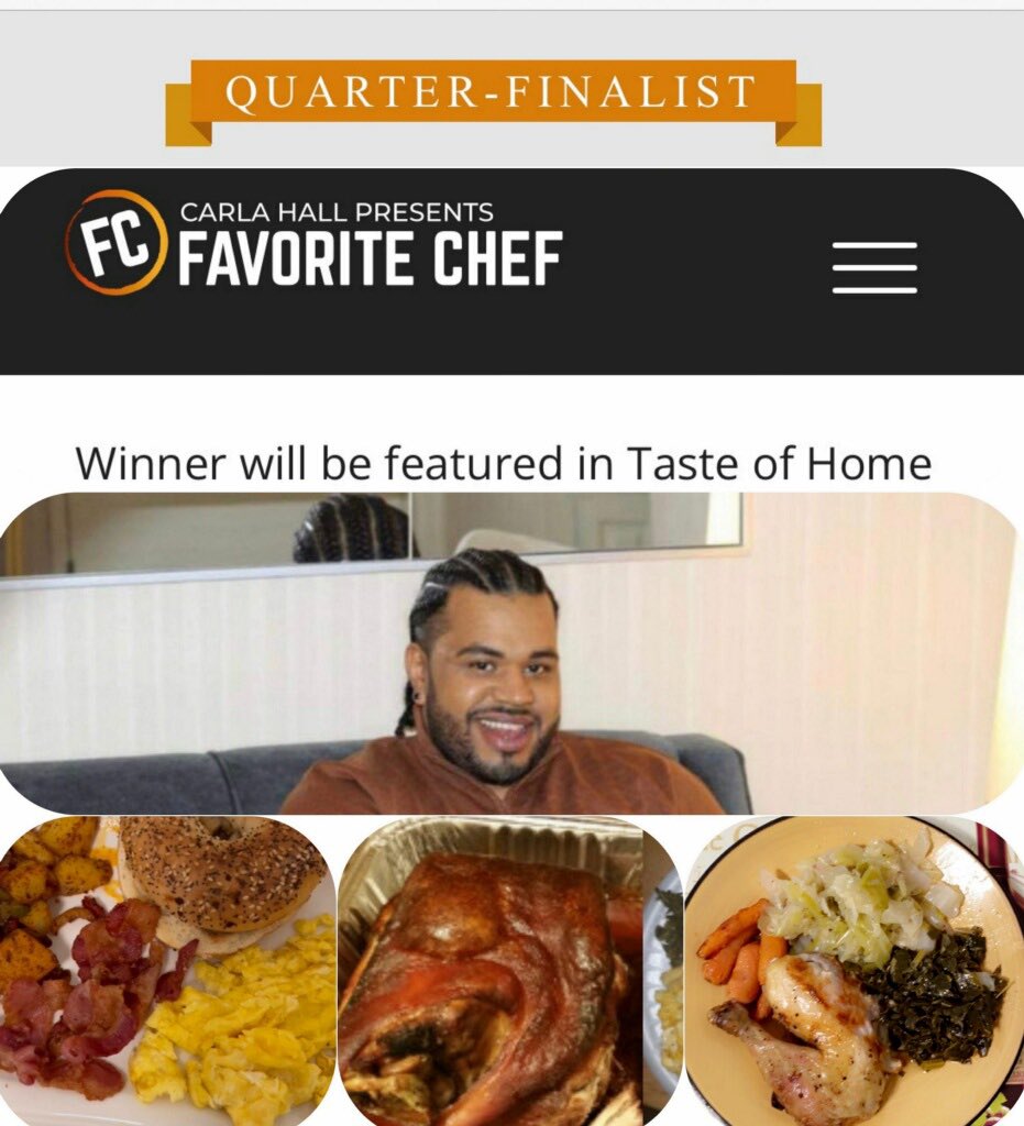 Thanks for voting for me . I’m quarter finalist. Voting is still open .🙏🏽❤️ Thank you  Carla Hall for this amazing opportunity. Cooking with love ,you just can’t lose ❤️#favoritechef #chef #goodchef #carlahall  #favoritechef2023  #pleasevoteforme #quarterfinals