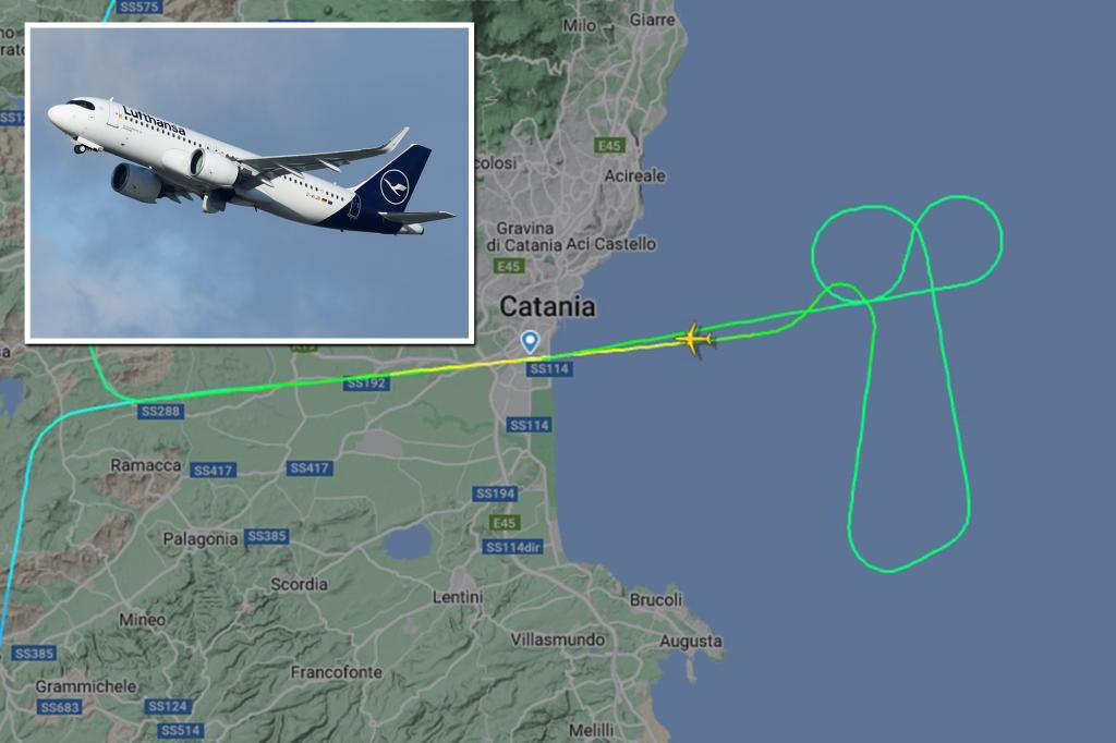 nypost's tweet photo. Frustrated Lufthansa pilot draws penis in the sky after flight was forced to divert https://t.co/C8alVHsXyy https://t.co/o7aAo1w3Dm