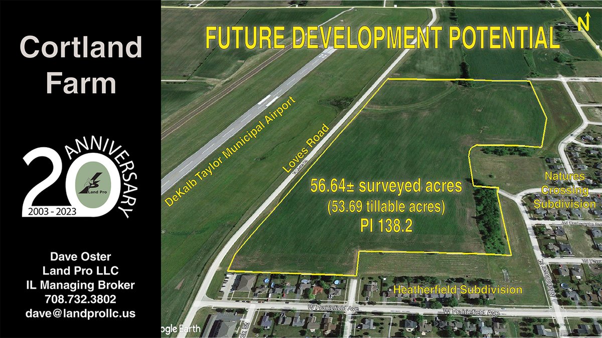 landprollcus's tweet photo. FOR SALE
Cortland Farm
Platted for Subdivision
Annexed to Cortland, IL
56.64± surveyed acres
Cortland Township
DeKalb County IL https://t.co/mSKIe7kMLY