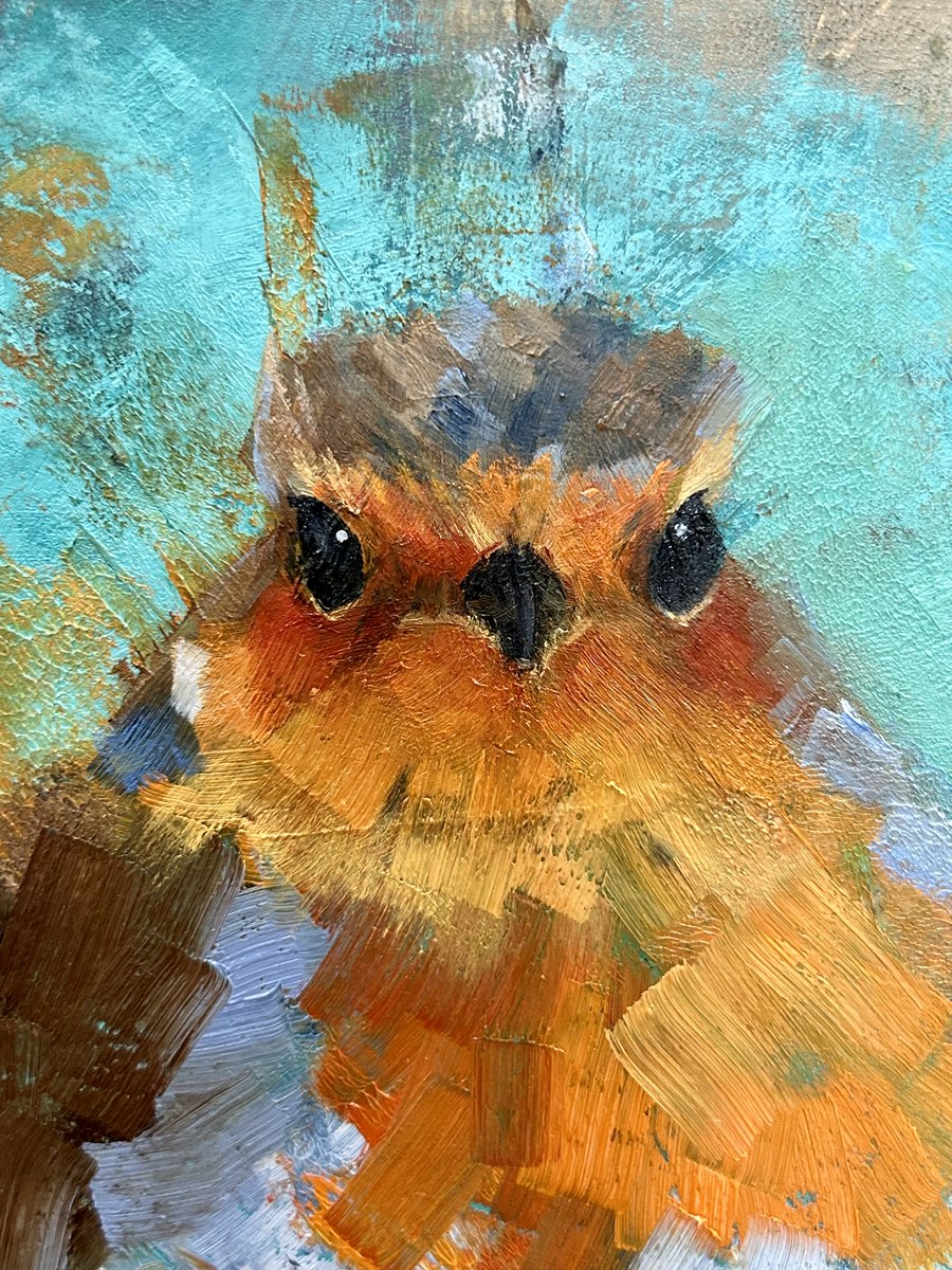 'Hattie' face painted.  
She's a force and will need to homed with a family that don't mind being bossed around by a fiesty robin.
#birds #birdpainting #art