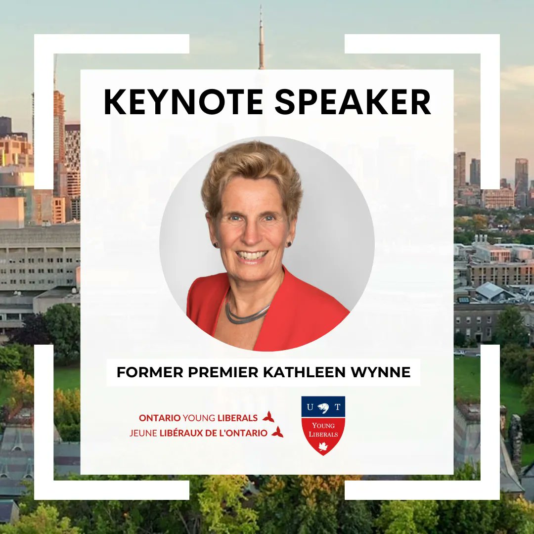 OYLorg's tweet photo. HUGE NEWS! We are proud to announce our first keynote speaker, former Premier of Ontario the Hon. Kathleen Wynne! Join us this weekend for a Q&amp;A session with the former Premier. Stay tuned for more announcements.

Grab your ticket ASAP! Link in Bio https://t.co/Z6vXxR1qhR