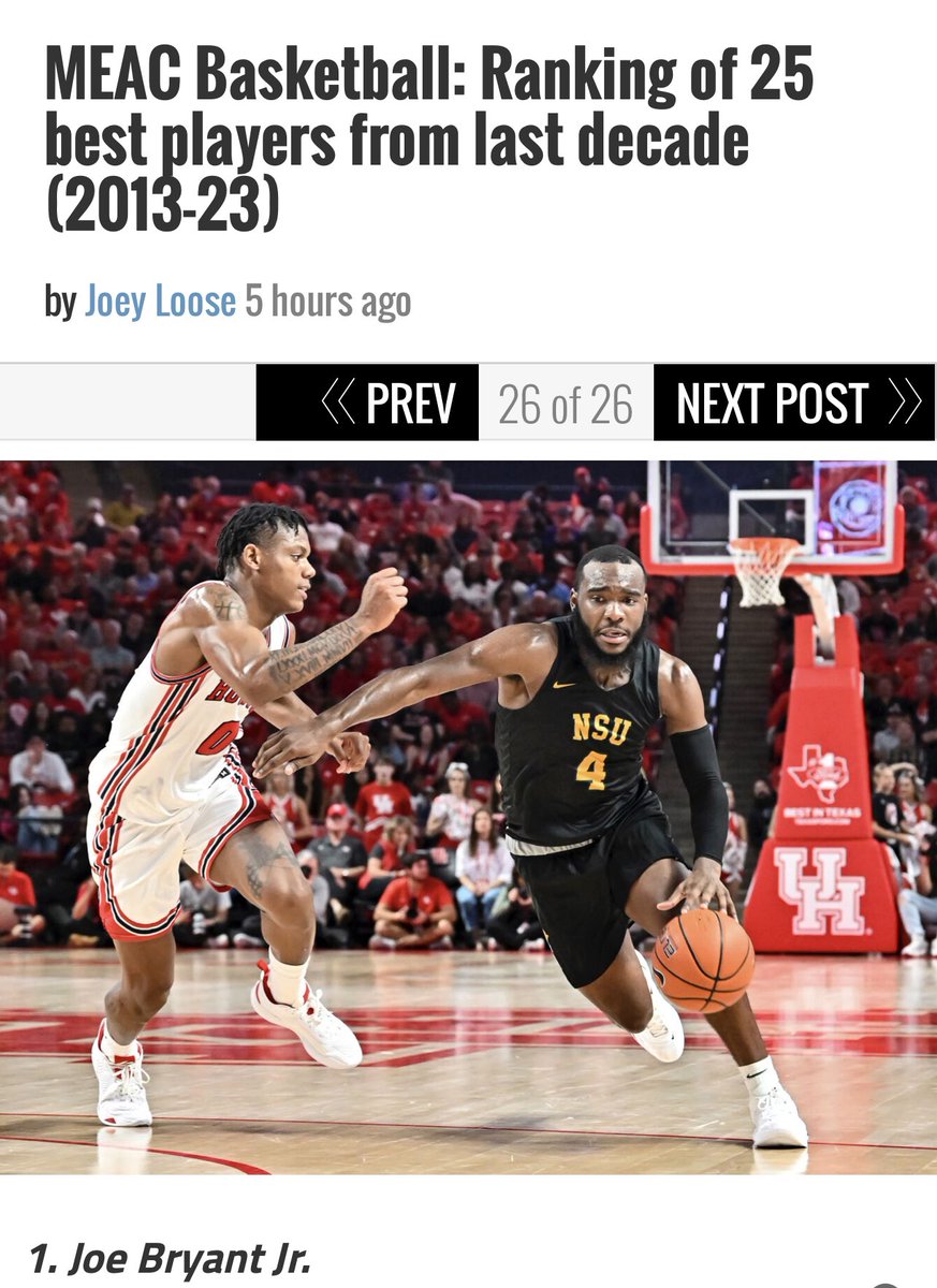 coachbigjoe4's tweet photo. JOE BRYANT JR. IS NAMED #1 BASKETBALL PLAYER IN THE MEAC OVER THE LAST DECADE !!!!  STRAIGHT OUT OF NORFOLK !!!! https://t.co/hnXX37EDcm