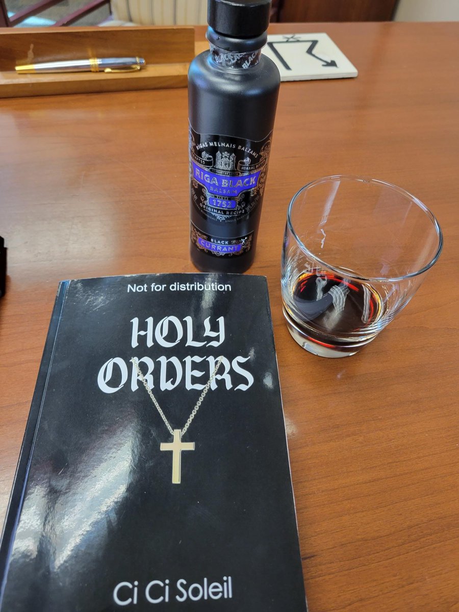 For something lighter and funny--Holy Orders should be released late fall. Archaeologist, Dr. Trevor Payne, appreciates a nice sip of Riga Black Balsam, currant flavor, while he investigates a 700-year-old mystery. And apparently, my galley reader shares that appreciation! #books