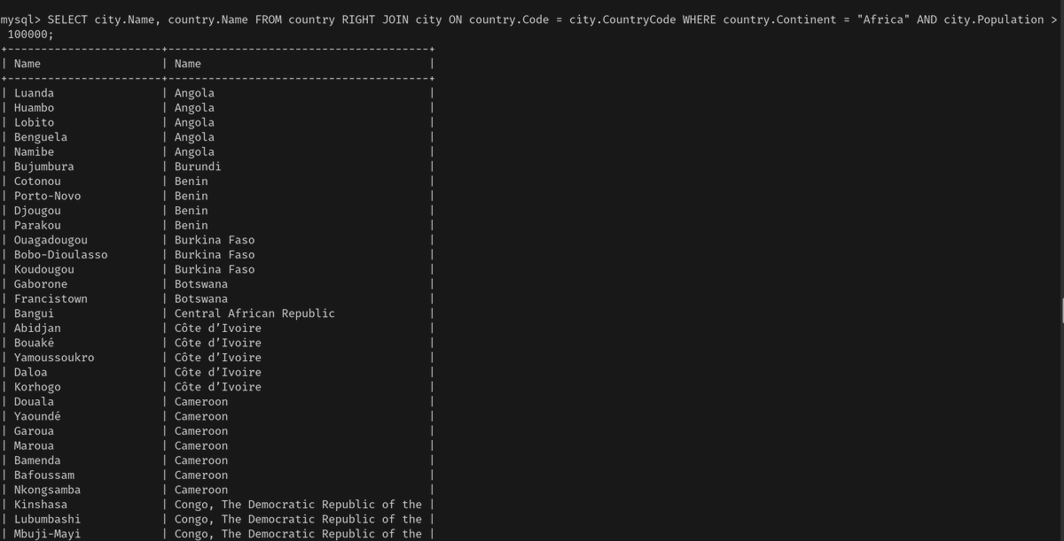 MdevG's tweet image. Day 6 #SQL30days
✅Learnt on SQL joins
The JOIN clause is used to combine rows from two or more tables, based on a related column between them.
✅Then I did some Practice Questions.
Day 6 Done!!