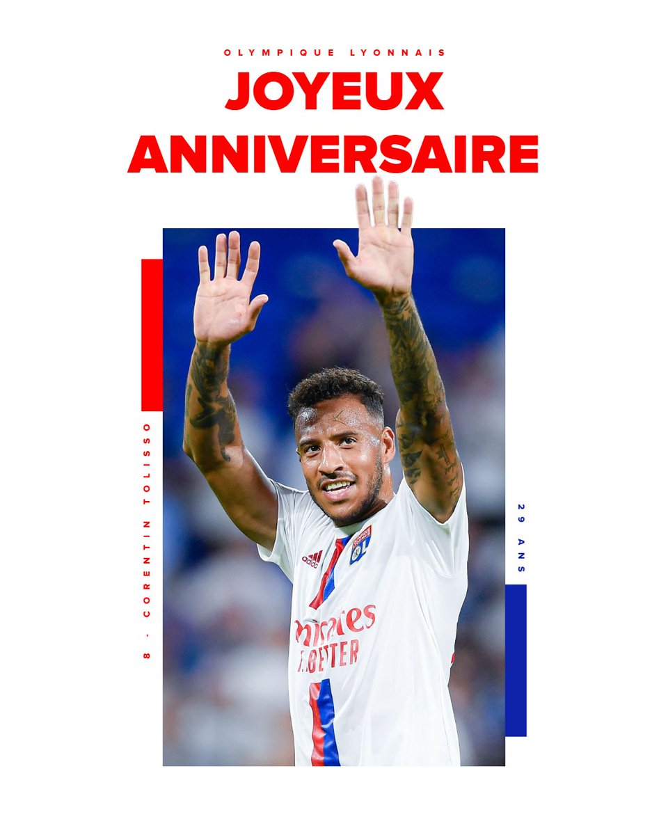 Notre Gone <a href="/CorentinTolisso/">Corentin Tolisso</a> fête ses 29 ans ce jeudi ! 🥳🎉

𝙅𝙤𝙮𝙚𝙪𝙭 𝙖𝙣𝙣𝙞𝙫𝙚𝙧𝙨𝙖𝙞𝙧𝙚 𝘾𝙤𝙘𝙤 ! 🎂