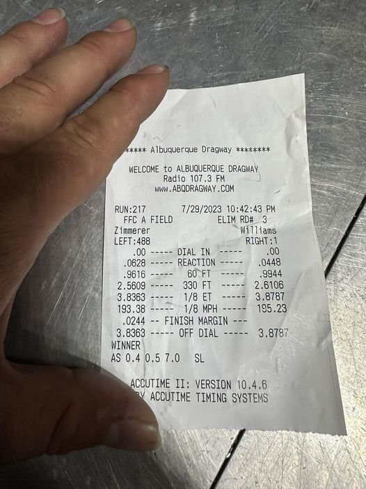SWRACECARS's tweet photo. Congratulations to Keith Zimmerer &amp; Penny Pincher Funny Car team. He was the Funny Car Chaos A Field Winner and reset the Albuquerque Dragway Track Record at 3.83!! His “Penny Pincher .02”  Funny Car is tuned by Will Hanna &amp; rolls true and fast, on a S&amp;W chassis. #winner #record https://t.co/wOmcYZsWjn
