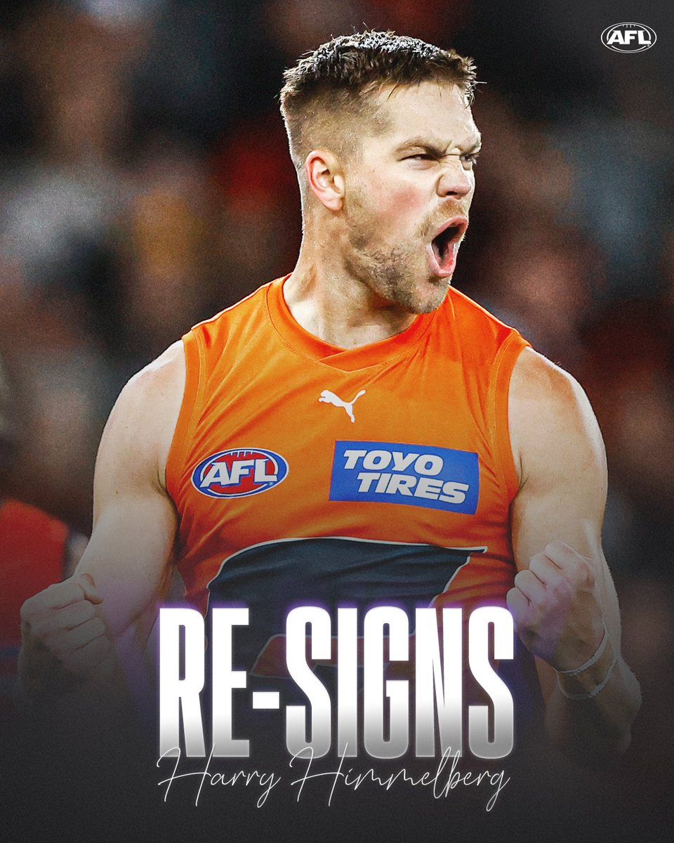 AFL's tweet image. Harry's at home with the @GWSGIANTS 🧡

The swingman has turned his back on free agency, signing a six-year contract extension.