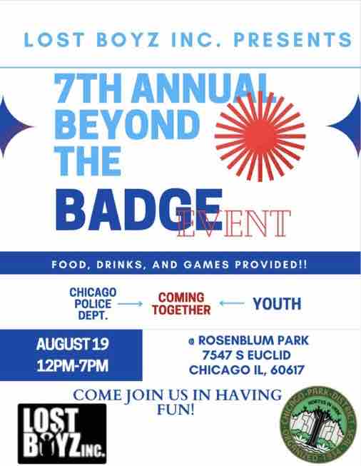 LostBoyzInc's tweet photo. Come and Join Lost Boyz for our 7th Annual Beyond the Badge Event at Rosenblum Park on August 19th from 12pm-7pm. We would love to see you there! https://t.co/e0RD20KkmT