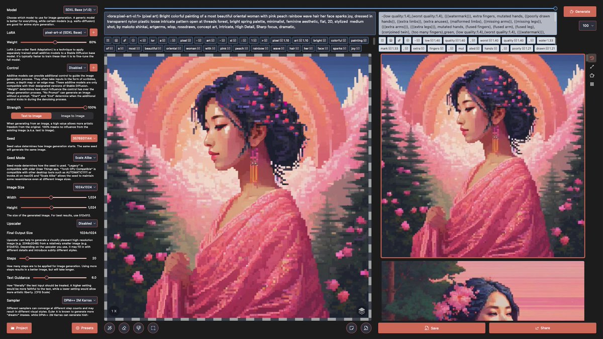 jimmygunawanapp's tweet image. #DrawThingsAI #ComfyUI #PixelArt AI Generated PixelArt workflow. The easiest ones to date.

Saving this for future reference.