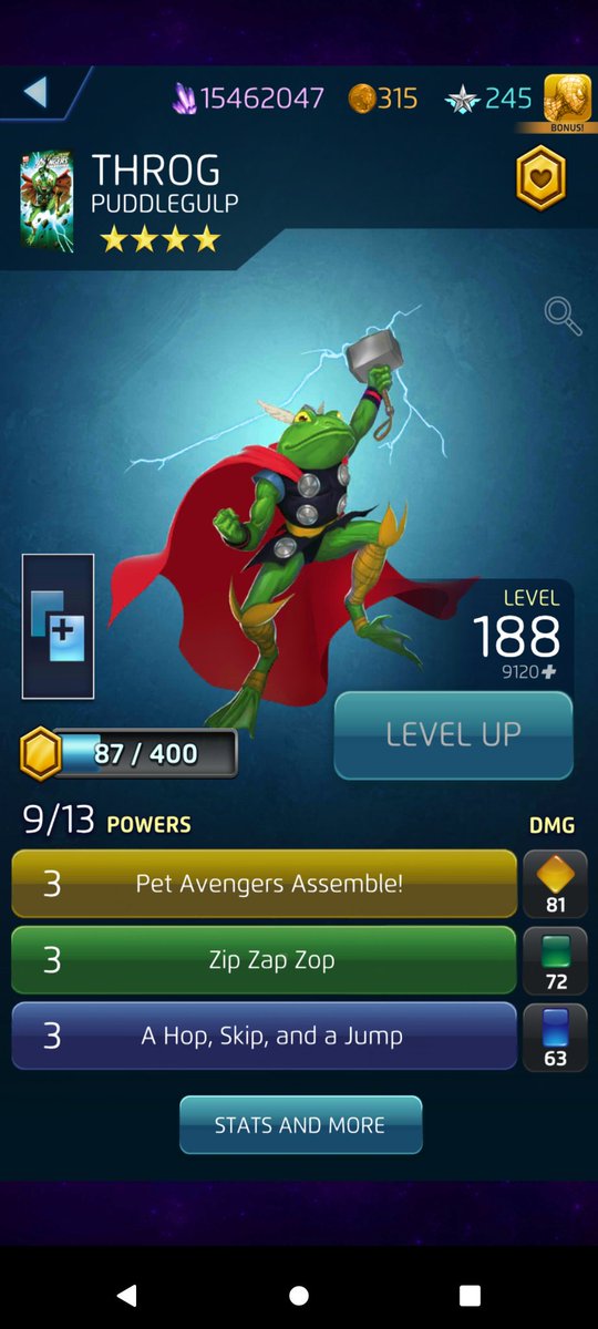Something's different about you, @WillingBlam. You look so much more of a frog than usual. #Thor #MarvelPuzzleQuest