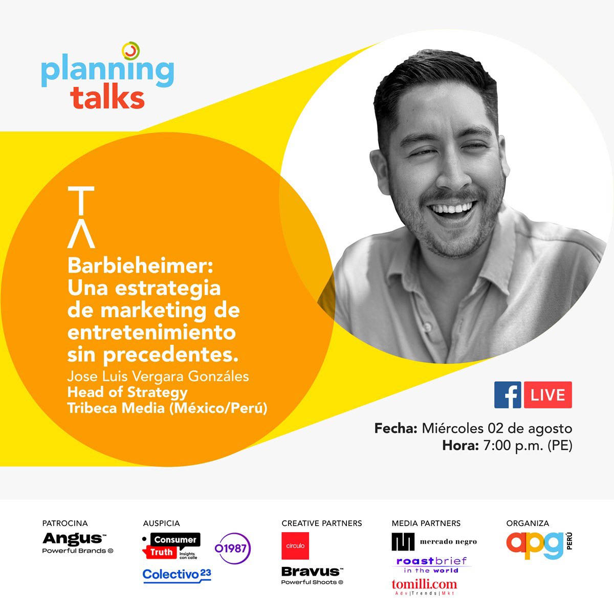 consumer_truth's tweet photo. Sigue hoy nuestra cobertura del #PlanningTalks de @APGPeru con Jose Vergara, Head of Strategy de #TribecaMedia (México / Perú) con la charla: “#Barbieheimer💗🖤 Una estrategia de marketing de entretenimiento sin precedentes”

#Estrategia #Planning #Strategy #GoPlanning #Insights https://t.co/AbMFjkJQgq