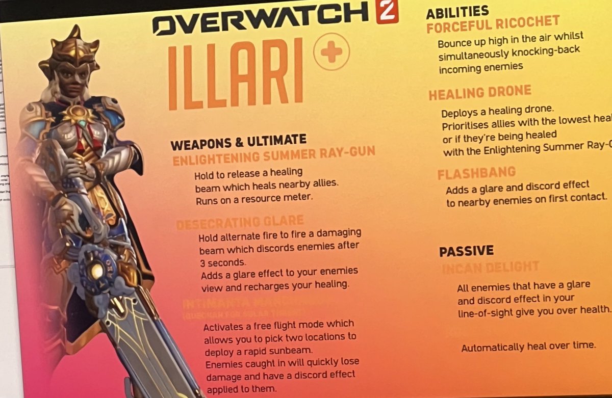 ToxicTokki's tweet photo. Supposed abilities for the nee Support hero 🤔 let me know your thoughts! 
#Overwatch #Overwatch2 #Overwatchleaks https://t.co/ZngL0pxIRG