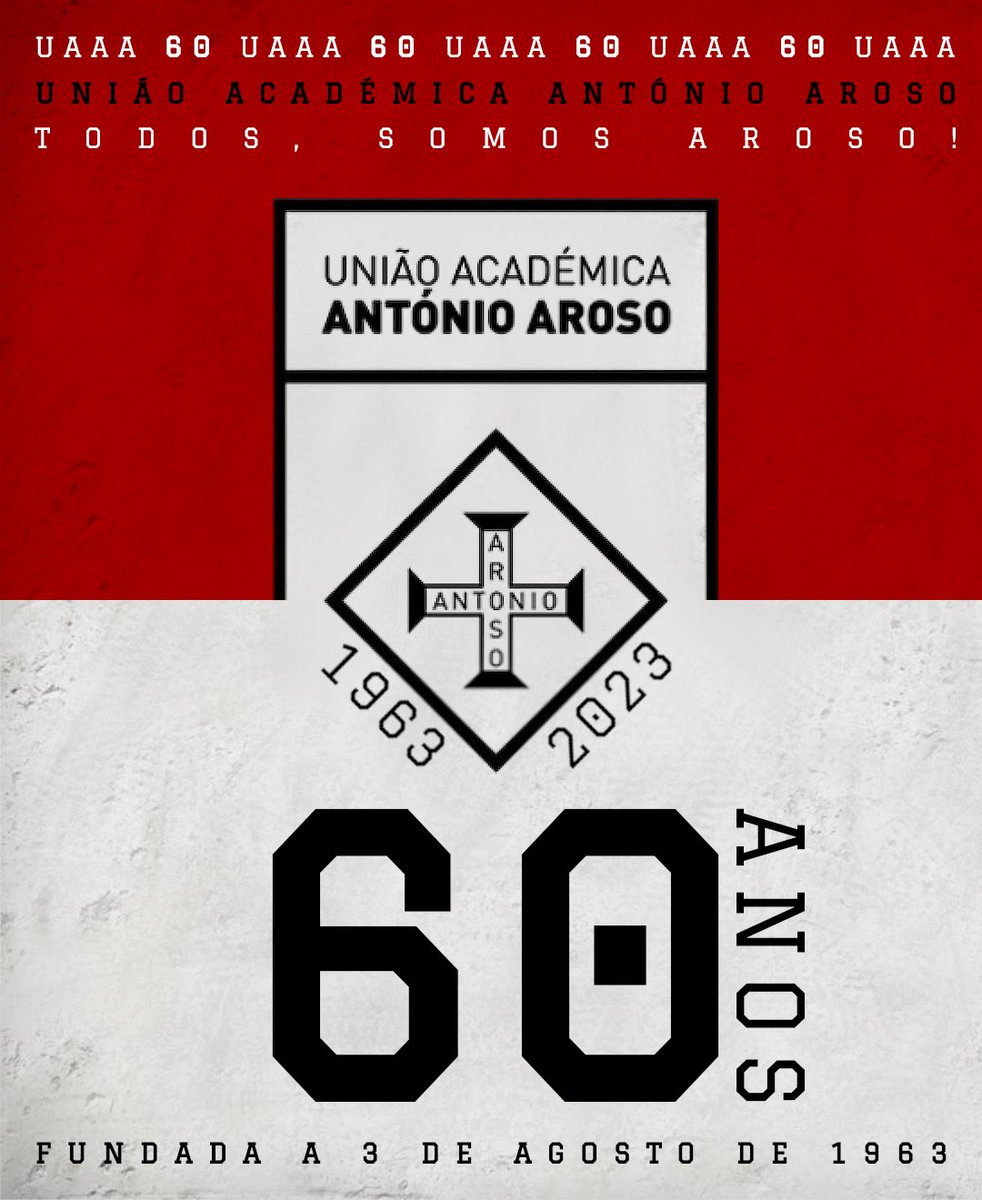 uaaaroso's tweet photo. 𝑼𝒏𝒊𝒂̃𝒐 𝑨𝒄𝒂𝒅𝒆́𝒎𝒊𝒄𝒂 𝑨𝒏𝒕𝒐́𝒏𝒊𝒐 𝑨𝒓𝒐𝒔𝒐. 
Fundada a 3 de agosto de 1963. 

𝟔𝟎 𝐚𝐧𝐨𝐬 de uma história que nos enche de orgulho!

𝐃𝐞𝐬𝐝𝐞 𝐬𝐞𝐦𝐩𝐫𝐞.
𝐏𝐚𝐫𝐚 𝐬𝐞𝐦𝐩𝐫𝐞.

𝐓𝐨𝐝𝐨𝐬, Somos Aroso!🖤🤍 https://t.co/dWDeIAAYIM