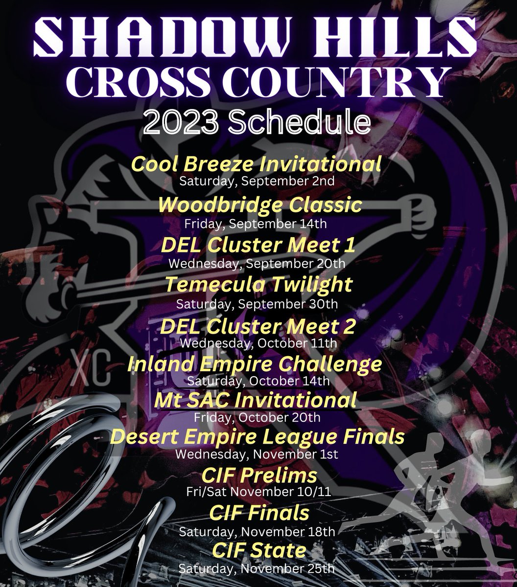 ShadowTrackXC Coach (@coachdetamble) on Twitter photo Posted our 2023 schedule and quickly realized that Temecula Twilight AND Dana Hills are cancelled this season on Sept 30th. Any other xc meets in SoCal recommended on this weekend? <a href="/PrepCalTrack/">Rich Gonzalez</a> @MilesplitCA Posted our 2023 schedule and quickly realized that Temecula Twilight AND Dana Hills are cancelled this season on Sept 30th. Any other xc meets in SoCal recommended on this weekend? <a href="/PrepCalTrack/">Rich Gonzalez</a> @MilesplitCA