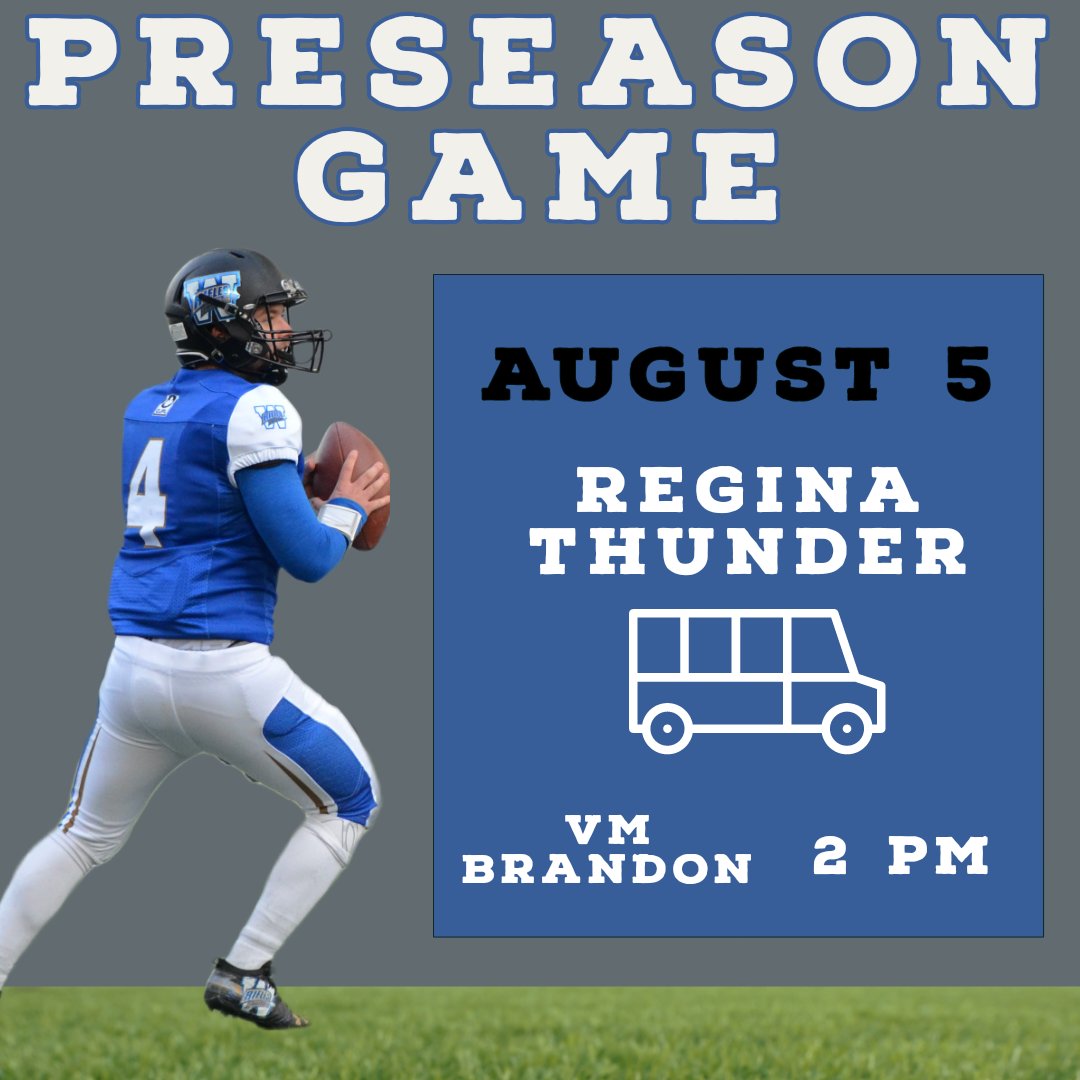 RiflesFootball's tweet image. Preseason game Saturday Aug 5th at 2:00 pm.

Join us as we take on the Thunder in Brandon. 

Thank you to Vincent Massey Collegiate (715 McDiarmid Drive) for hosting this game.