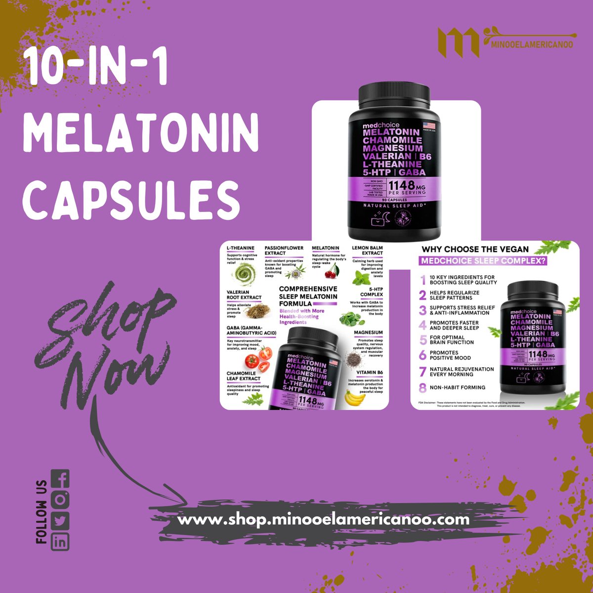 😴🌙 Sleep Better Tonight! 😴🌙

Introducing our 10-in-1 Melatonin Capsules – the ultimate natural sleep aid! 😍💤 

🛒 Shop Now ——> cutt.ly/Mws3KbiL

Visit our website: shop.minooelamericanoo.com 🌐🛍️
.
#SleepSupport #NaturalSleepAid #SweetDreams #SleepWell #SleepBetter