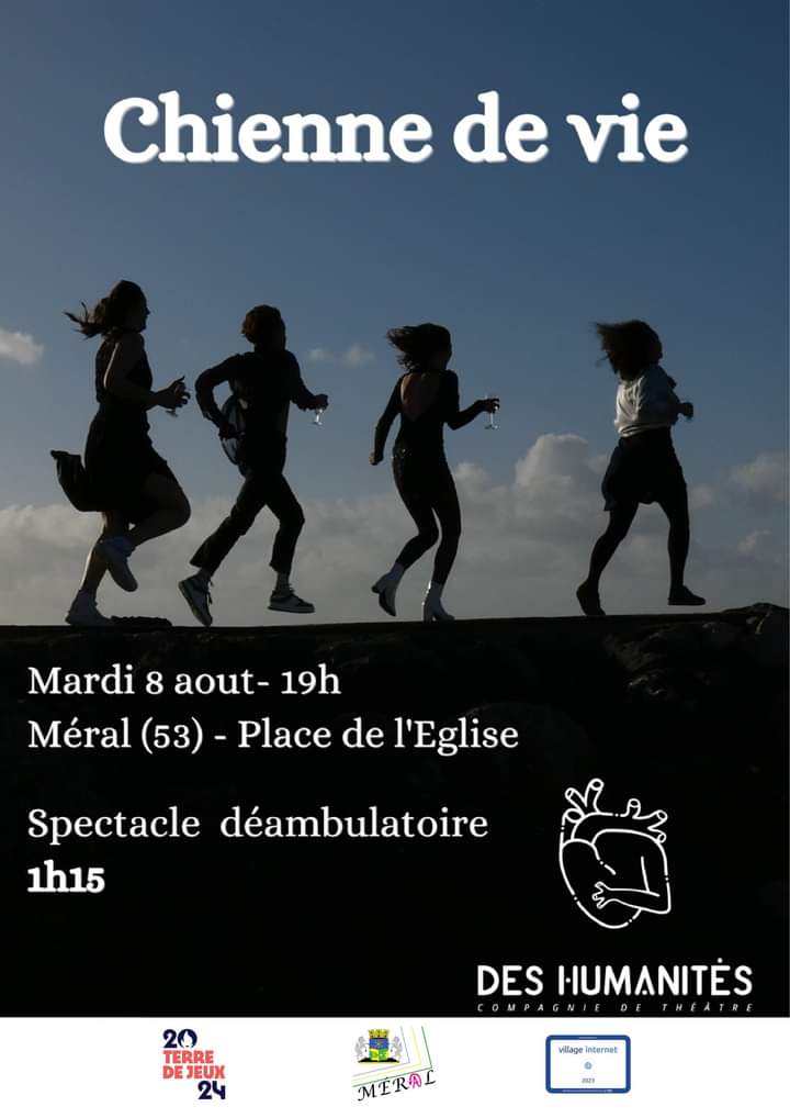 Ravi d'accueil la compagnie Cie Des Humanités avec leur spectacle  "Chienne de vie" un spectacle déambulatoire dans le bourg de <a href="/MERAL_France/">Commune de MÉRAL 🇫🇷</a> et suivre les artistes dans leur aventure...