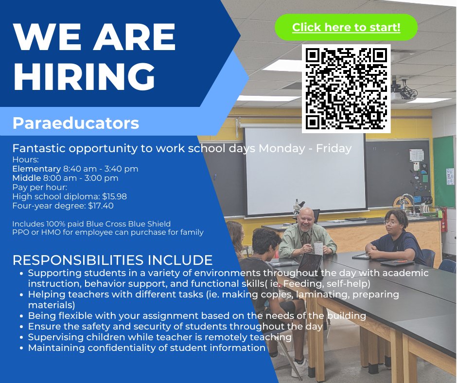 Join a great team here in <a href="/62schools/">School District 62</a>!  #62united #62learns