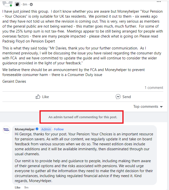 GeraintFISIC's tweet photo. Why did Moneyhelper not want anybody posting on my enquiry?  Have you seen it? What is a foot? https://t.co/ZAMnBmXpSz