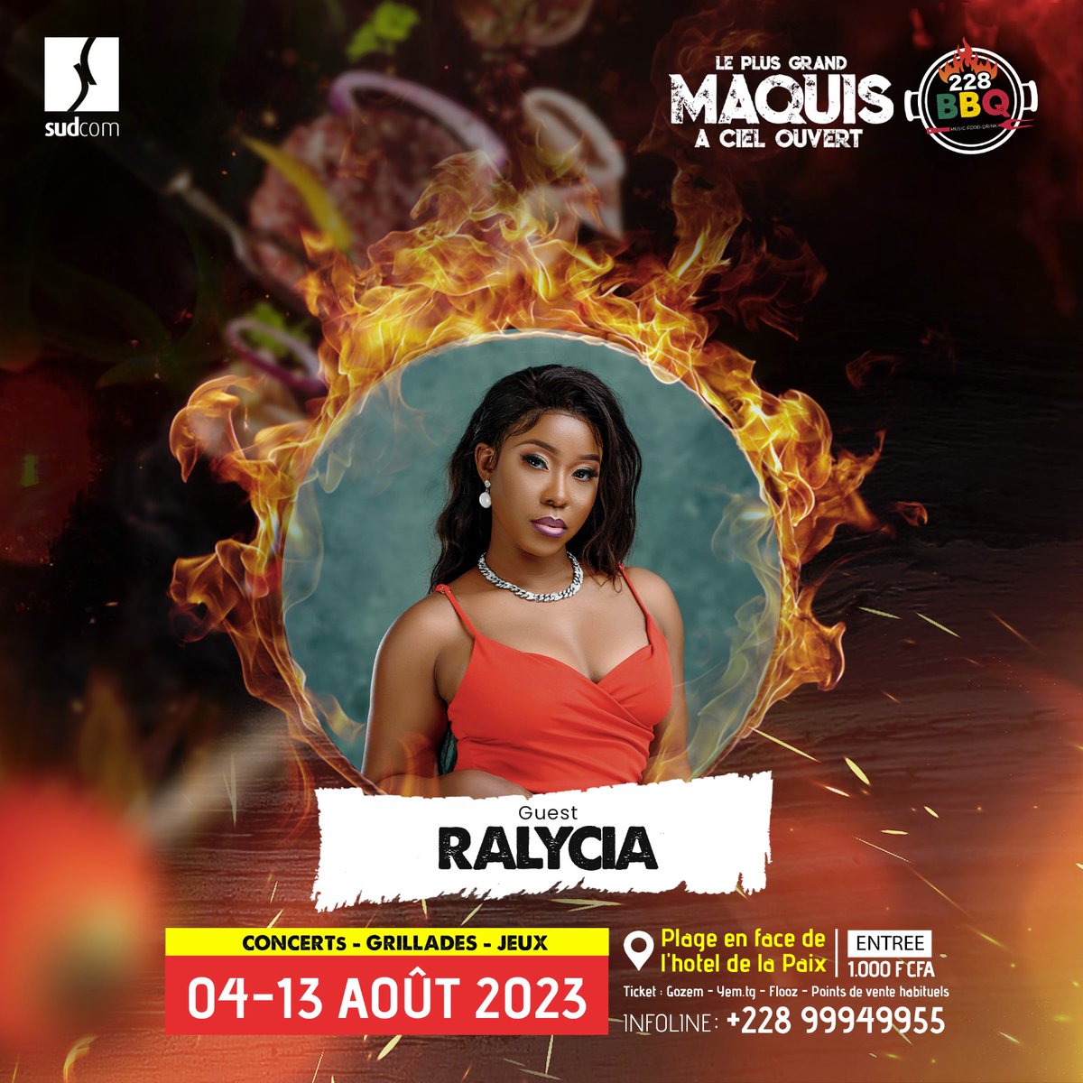 zeusreas's tweet photo. Dieudonné WILA , Ralycia , Tony X font partie des artistes qui donneront un goût particulier au Festival 228bbq du 4 au 13 Août 2023.
#228BBQ #Sudcom #Team228 #Barbecue #MusicFoodDrink #Togo #MeetAndChill #Lomé #PlusGrandMaquisACielOuvert https://t.co/T9RXY4WjJJ