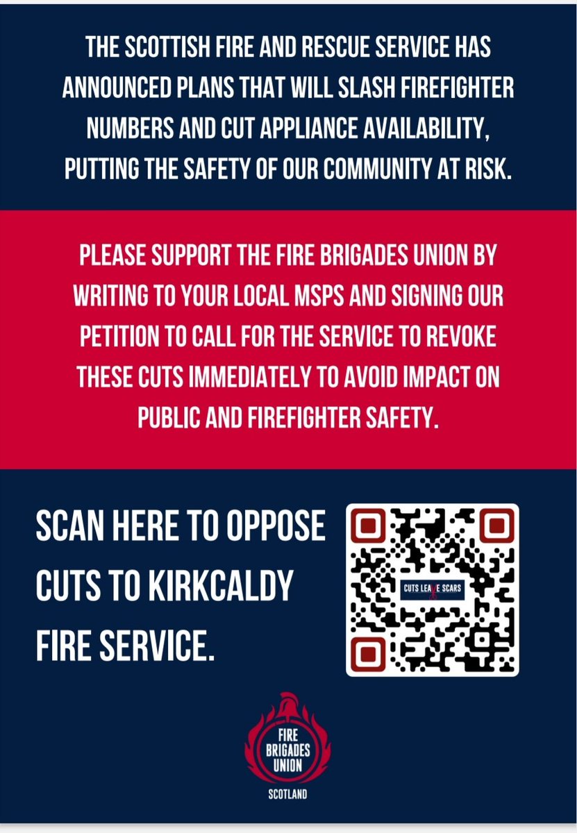 The reality of the cuts. After 80 years of Kirkcaldy Fire Station having a height appliance keeping the residents of Fife safe. It's now being removed permanently! It's a very valuable resource to have, for keeping the people and the firefighters of Fife safe. #CutsLeaveScars