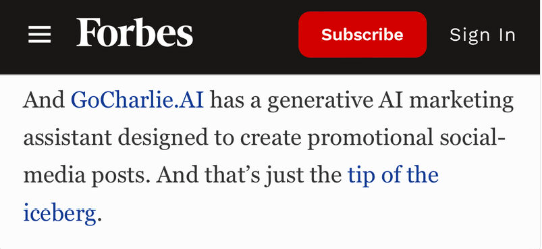 despchristou's tweet photo. We are very excited to be featured in Forbes alongside other exceptional AI companies! 🎉
Read more about "Generative AI: The Action You Need To Know Most About Is Getting The Least Attention" here: https://t.co/QSh3V5gIZY
#AI #gocharliego #Forbes https://t.co/JQiXmPsn3R