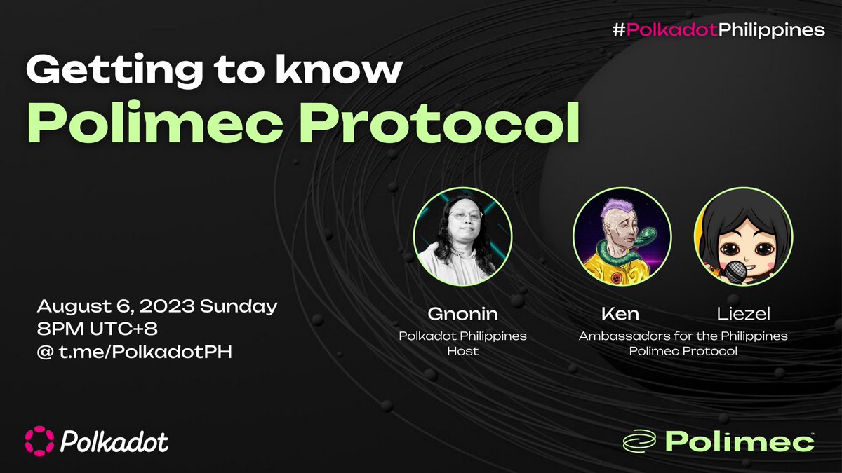 polimecph's tweet photo. Samahan kami sa isa na namang AMA session kasama ang @Polkadot PH 🇵🇭! 

- Pag-uusapan natin kung ano ang @PolimecProtocol at ang papel nito sa #fundraising sa #Web3
-Kung may mga question, i-reply lang dito. Pipili kami ng 3 questions na sasagutin nang live at mananalo ng prize! https://t.co/JZgQYSH7Vv