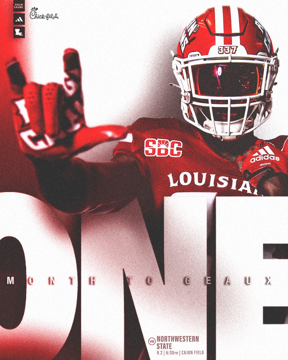 One month to 𝗚𝗘𝗔𝗨𝗫! 🏈🤟

<a href="/ChickfilA/">Chick-fil-A, Inc.</a> | #cULture | #GeauxCajuns