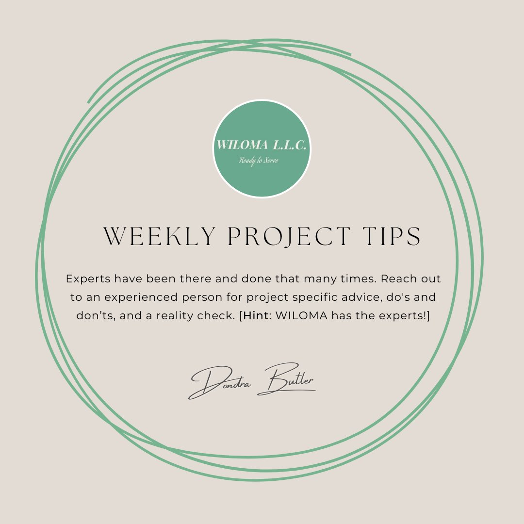 Wilomallc's tweet photo. Weekly Project Tip from WILOMA: Experts https://t.co/tklloyGilj