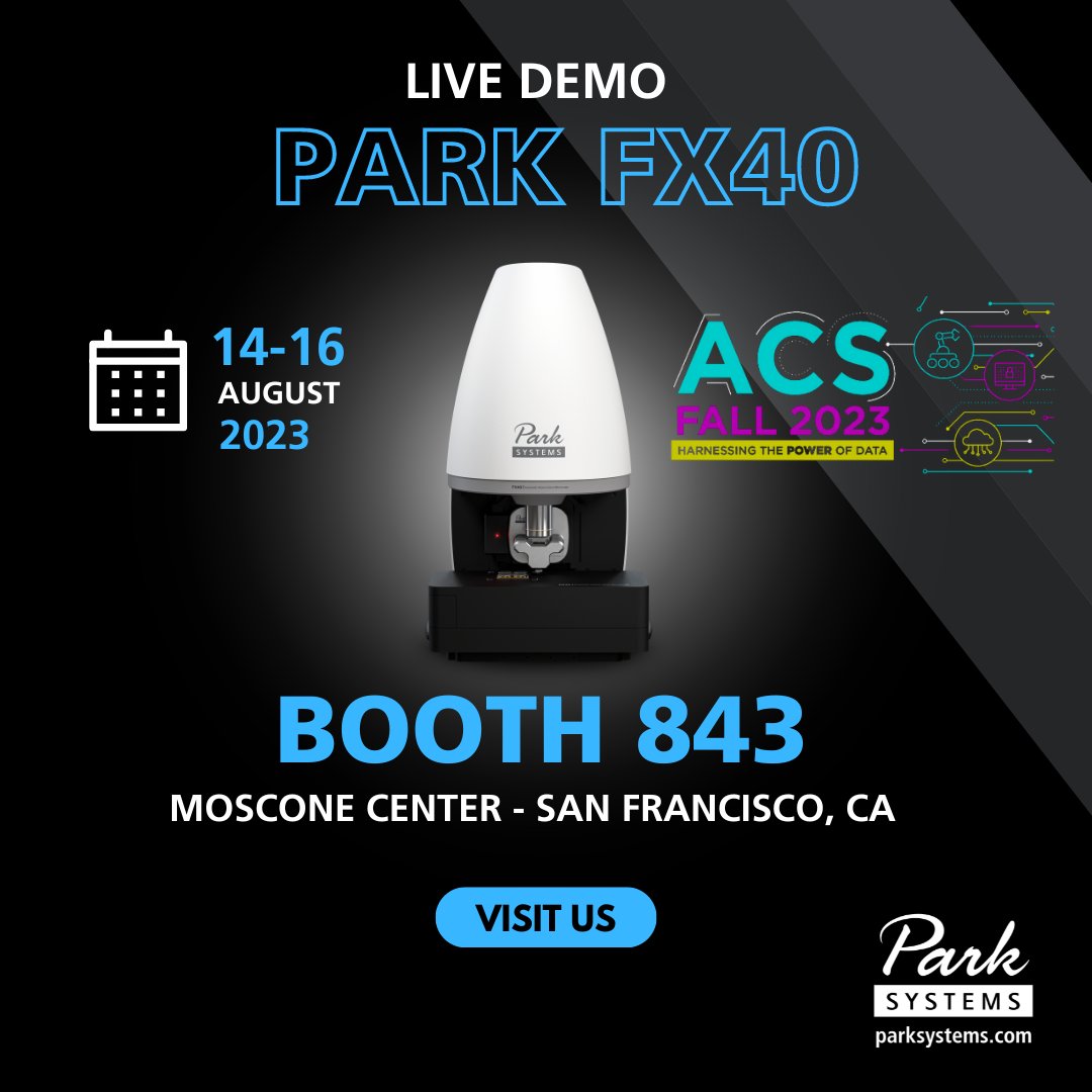 Park_Systems's tweet photo. Attention all chemists and researchers! If you're attending the #ACSFall2023, make sure to stop by Hall F and visit our booth #843! Chat with our knowledgeable team and discover the endless possibilities this technology holds for your research!
Learn more: https://t.co/VkmPDJIhZt https://t.co/rrJJFO6i6p