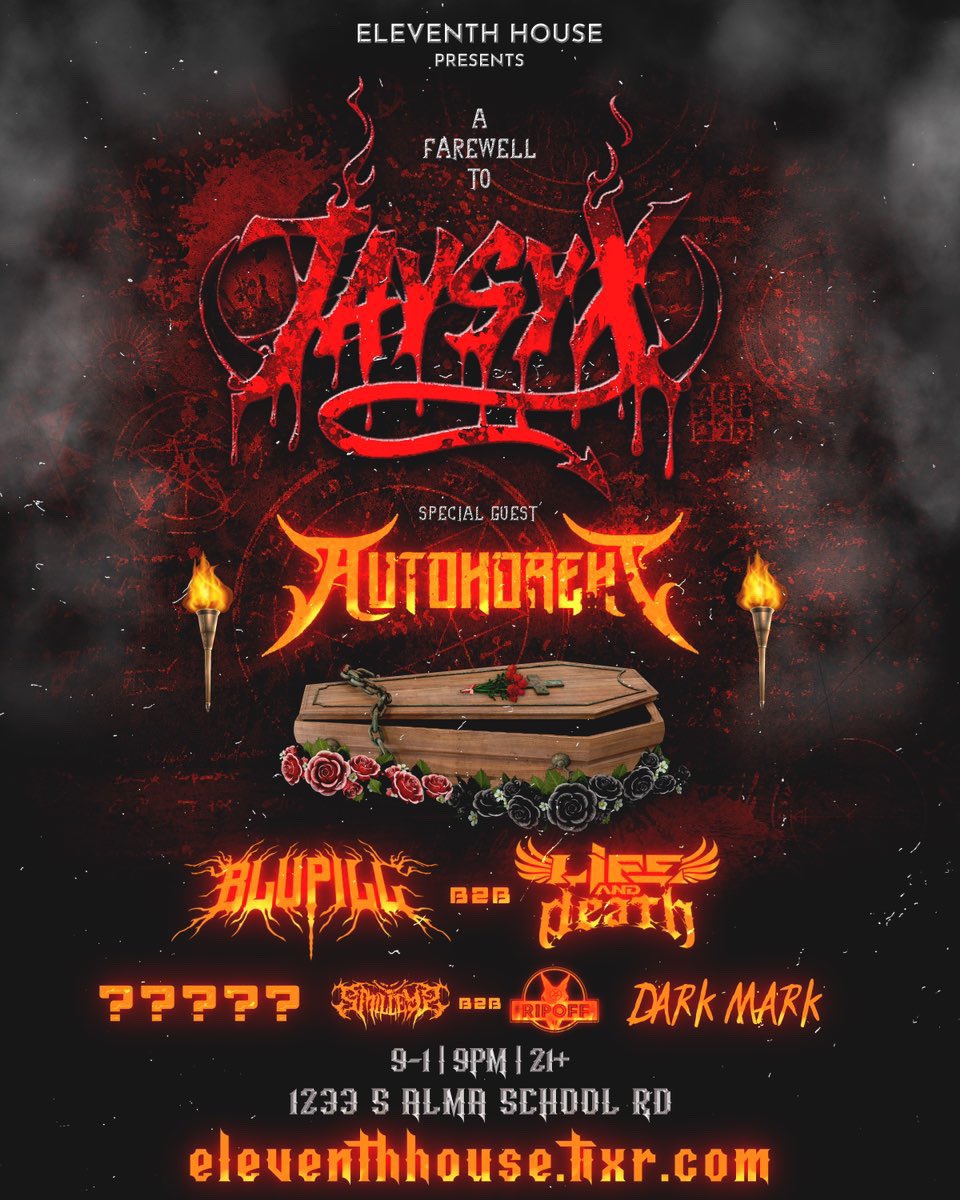 Eleventh House (@eleventh_house_) on Twitter photo ALL GOOD THINGS COME TO AN END π₯
while it may not be forever; we wanted to rage one more time with our roomie;
<a href="/jaysyx/">JAYSYX</a> π€
9/1 @ Endgame (AZ)
w/ special guests:
<a href="/autokorekt_/">Autokorekt</a>
<a href="/blupillmusic/">π© DRILLSTEP LEGEND π©</a>
<a href="/LifeAndDeathDub/">Life and Death</a>
π: linktr.ee/eleventh.house ALL GOOD THINGS COME TO AN END π₯
while it may not be forever; we wanted to rage one more time with our roomie;
<a href="/jaysyx/">JAYSYX</a> π€
9/1 @ Endgame (AZ)
w/ special guests:
<a href="/autokorekt_/">Autokorekt</a>
<a href="/blupillmusic/">π© DRILLSTEP LEGEND π©</a>
<a href="/LifeAndDeathDub/">Life and Death</a>
π: linktr.ee/eleventh.house