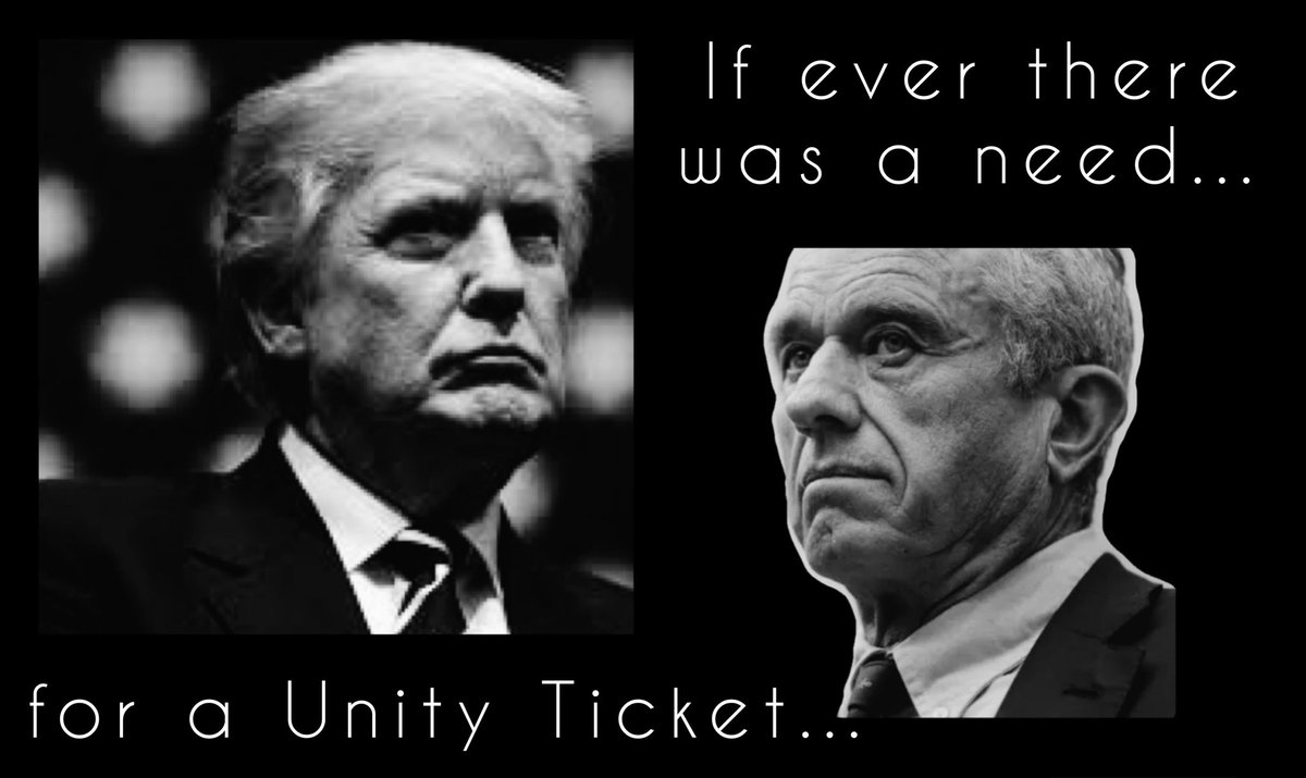 I’m a 💯 hands-down pro-Trump supporter…and I strongly disagree with a couple of RFKjr stances… BUT… I’m also tired of the swampy, deceptive GOPe vs Dem “Uniparty” system… I might be naive, but what if there was an honest chance to truly unify our Country—#UnityTicket?