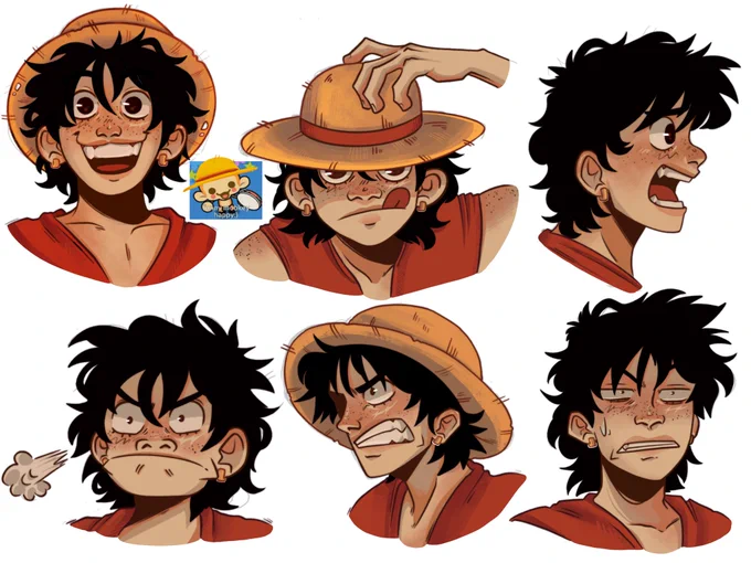 luffy expression sheet! he has a mini mullet in my mind always   #ONEPIECE #ONEPIECE1070 #MonkeyDLuffy