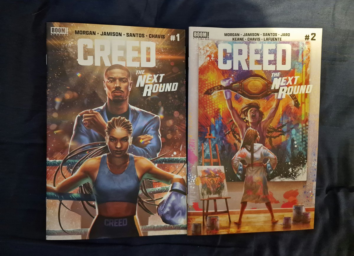 SirJamieH's tweet photo. Picked up the first two issues of the new Creed: The Next Round comics which are set 10 years after the movie Creed III. They follow Creed's daughters boxing journey, looking forward to reading them and the next issues once released. Cheers @DarlKnight #CreedTheNextRound https://t.co/mav18a8LQn