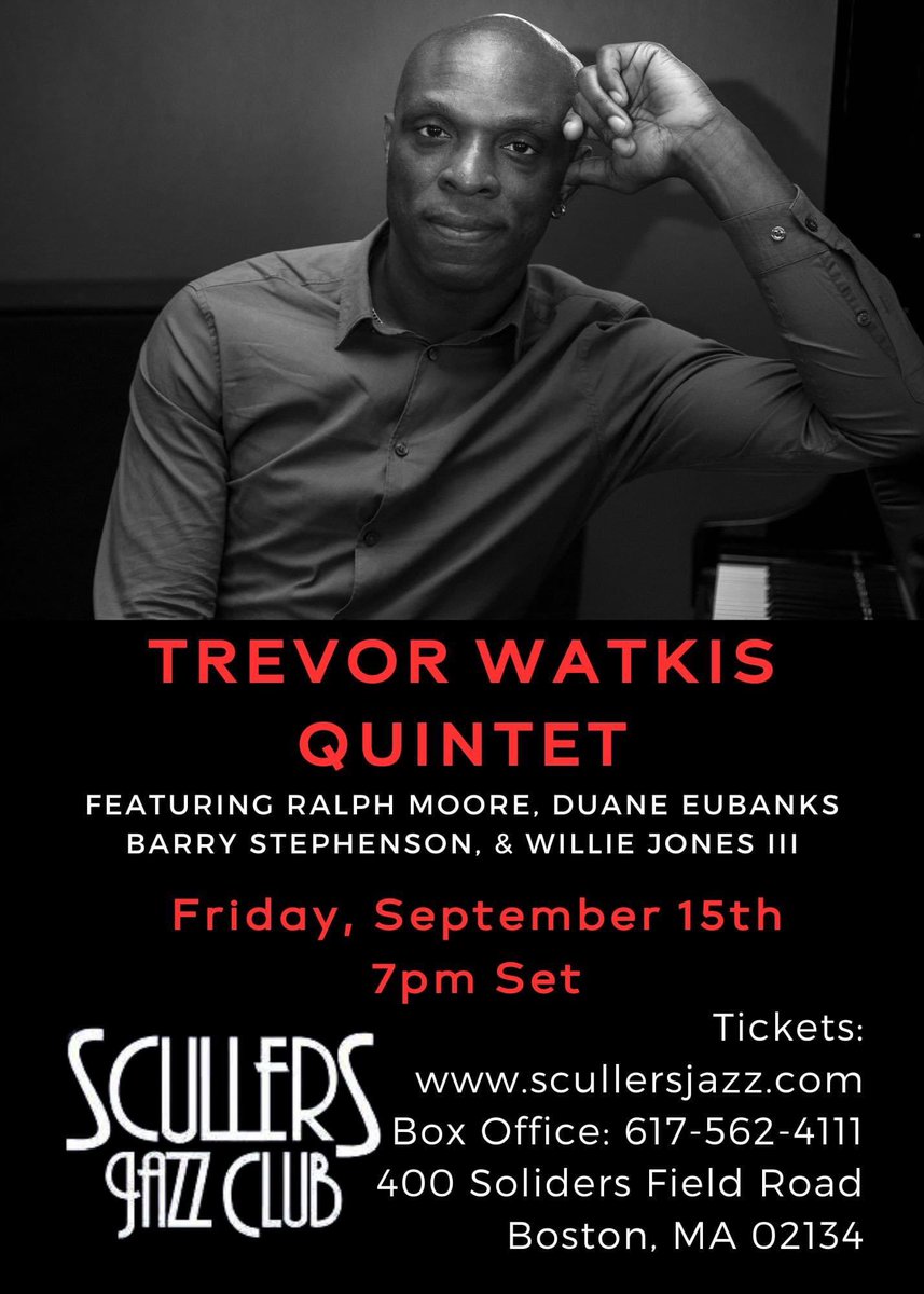 #BOSTON <a href="/trevorwatkis/">Trevor Watkis</a> Quintet on stage at <a href="/ScullersJazz/">Scullers Jazz Club</a> Friday, September 15th, 7pm set!

#jazz #livejazz #BostonJazz #BerkleeCollegeofMusic #music #livemusic
