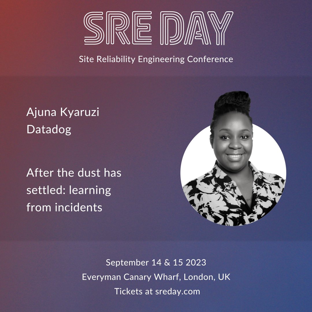 conf42com's tweet image. 🌟 Join us for an eye-opening session at #SREConference! 🗓️🚀
Ajuna Kyaruzi will explore the incident&apos;s trigger and invaluable technical &amp;amp; social lessons learned. 💡💻

🌐sreday.com
🔗Register checkout.eventcreate.com/sreday/select-…
😎Get 25% off: CONF42

#sre #sreday @datadoghq