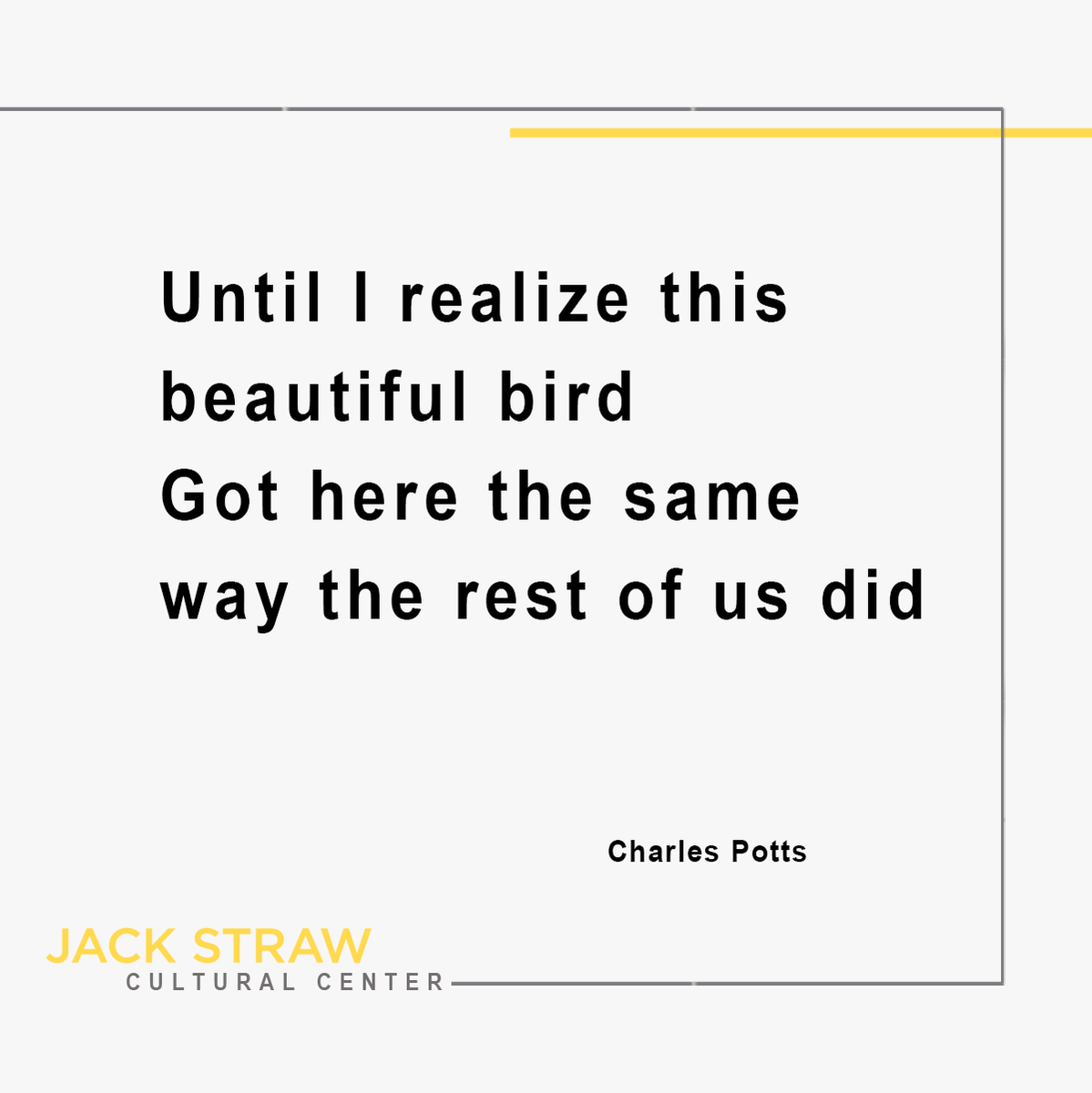 jackstrawarts's tweet photo. Take a look back at Charles Potts’ work from the 2007 Jack Straw Writers Program.
#JackStrawWriters #JackStrawWriters2007 #Poetry #RecordingStudio #SeattleRecordingStudio #Seattle https://t.co/JbpJyaNXWV