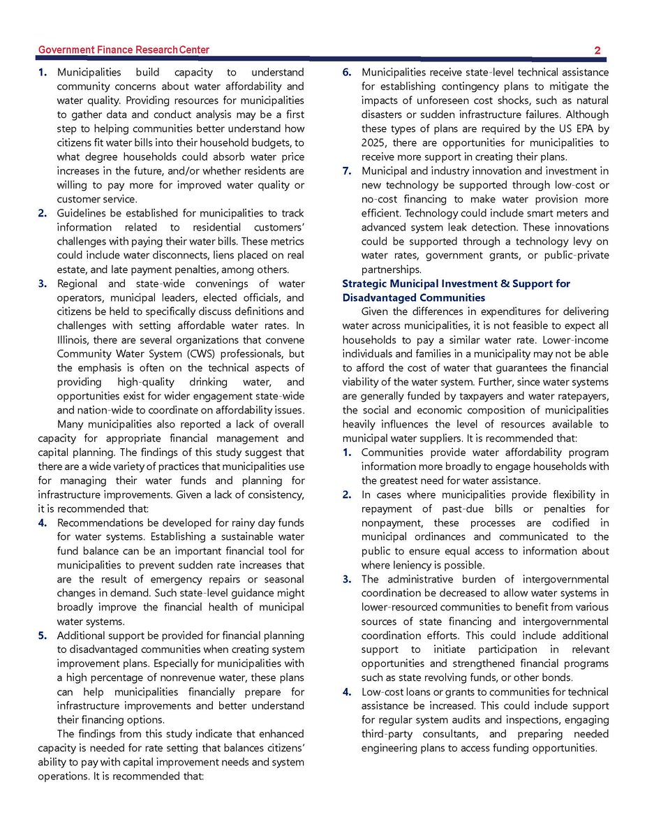 govfinanceUIC's tweet photo. Thank you for engaging with the @govfinanceUIC #WaterPolicyResearch over the last 2 weeks! This last brief, based on the #WaterRateSetting in the #LakeMichiganServiceArea report, discusses policy recommendations derived from the research findings: https://t.co/u3q14JCZrR. https://t.co/zM5lywXKZp