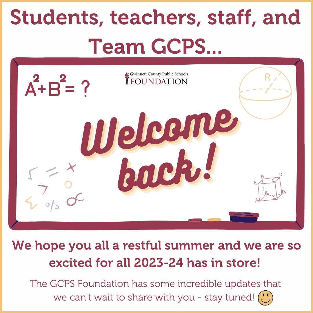 Gwinnett County Public School Foundation (@gcpsff) on Twitter photo The GCPS Foundation is BACK on all new social medias 🥳You can find us on Instagram and Facebook at <a href="/GCPSFF/">Gwinnett County Public School Foundation</a> ✅ Keep an eye out for updates and re-caps of our Summer and new GCPS opportunities!✨ The GCPS Foundation is BACK on all new social medias 🥳You can find us on Instagram and Facebook at <a href="/GCPSFF/">Gwinnett County Public School Foundation</a> ✅ Keep an eye out for updates and re-caps of our Summer and new GCPS opportunities!✨