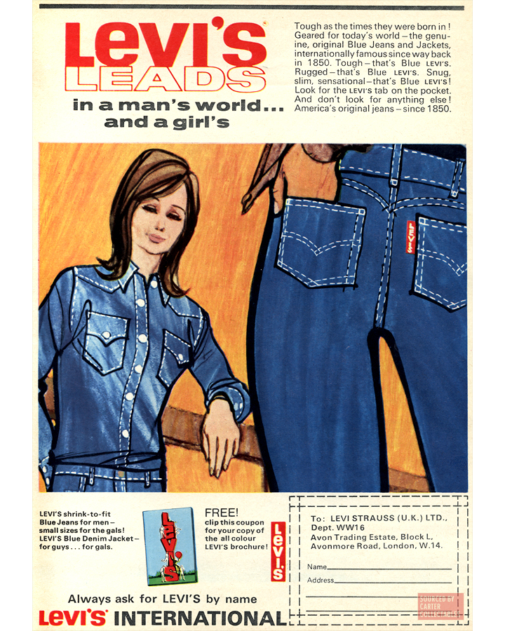 Levi's advertisement from 1969 #1960sfashion #1960s #1969 #vintageadvertising #retrofashion