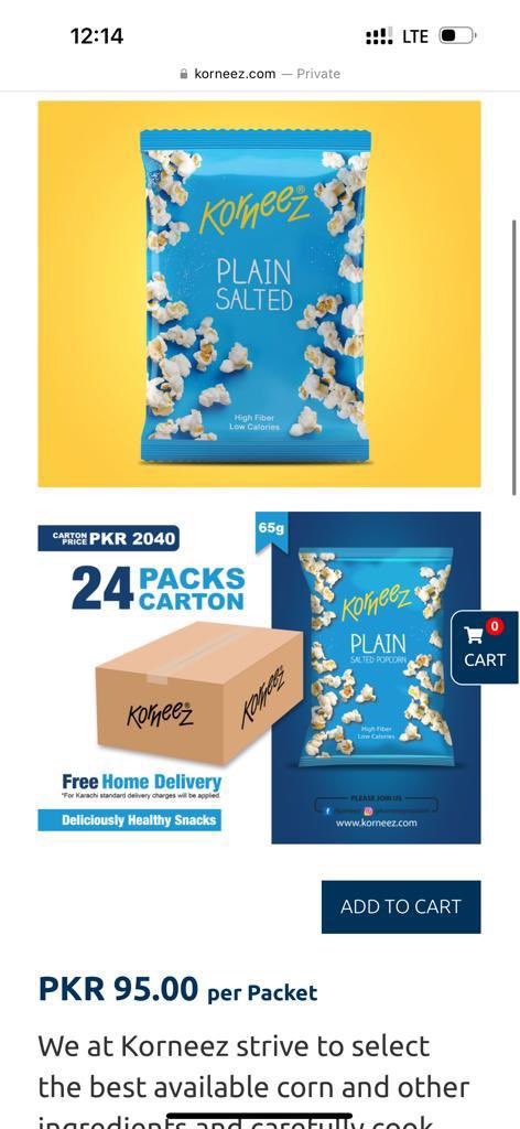Lazyy740's tweet photo. Price comparsion.
Korneez popcorn original retail price on the website Rs. 95 per packet.
Korneez popcorn selling price on Attock Pump Jinnah Avenue Blue Area Rs. 220 per packet.
Respectable members, please look into this. 
@Noormengal_ 
@dcislamabad https://t.co/MOz6ihlBW7