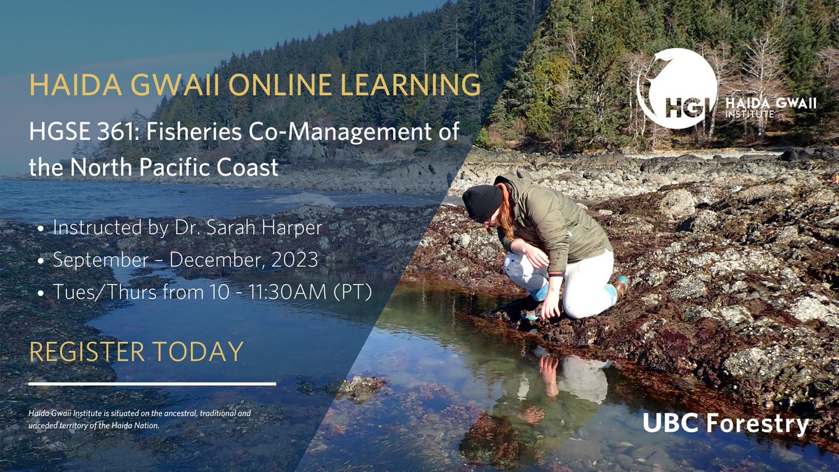This fall, learn sustainable practices and the vital role of Indigenous communities in preserving marine resources in the <a href="/hg_institute/">Haida Gwaii Institute</a>'s online course: Fisheries Co-Management of the North Pacific Coast.🐟 
Learn more and register now: bit.ly/3QnCqhw