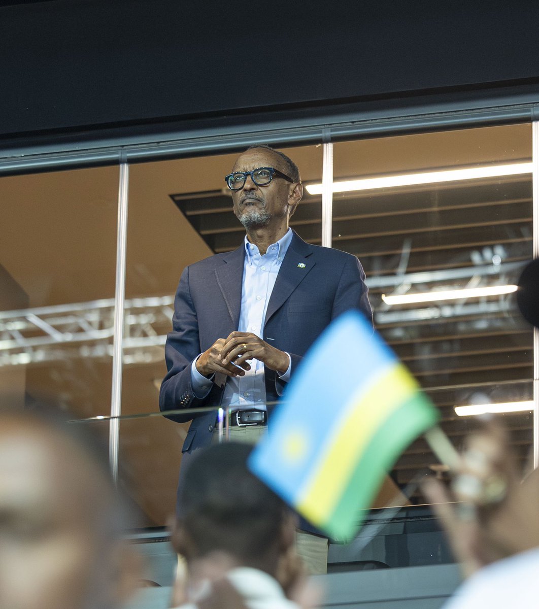 UrugwiroVillage's tweet photo. This evening at BK Arena, President Kagame attended #AfroBasketWomen, witnessing Rwanda's 66-61 victory over Uganda, the women’s team first-ever qualification for the semifinals. https://t.co/OSFodXrvLh