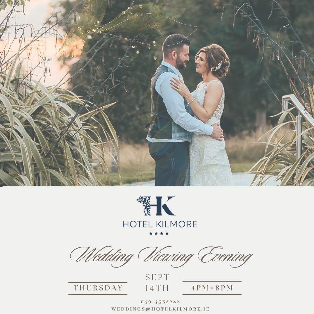 ✨Wedding Viewing Evening✨ Join us for our Wedding Viewing Evening on Thursday 14th September 2023 by appointment only🥂 Contact Mary to book your private appointment now💍 rb.gy/jd5tv #hotelkilmore #cavan #love #engaged #wedding #weddingvenue #bride #groom