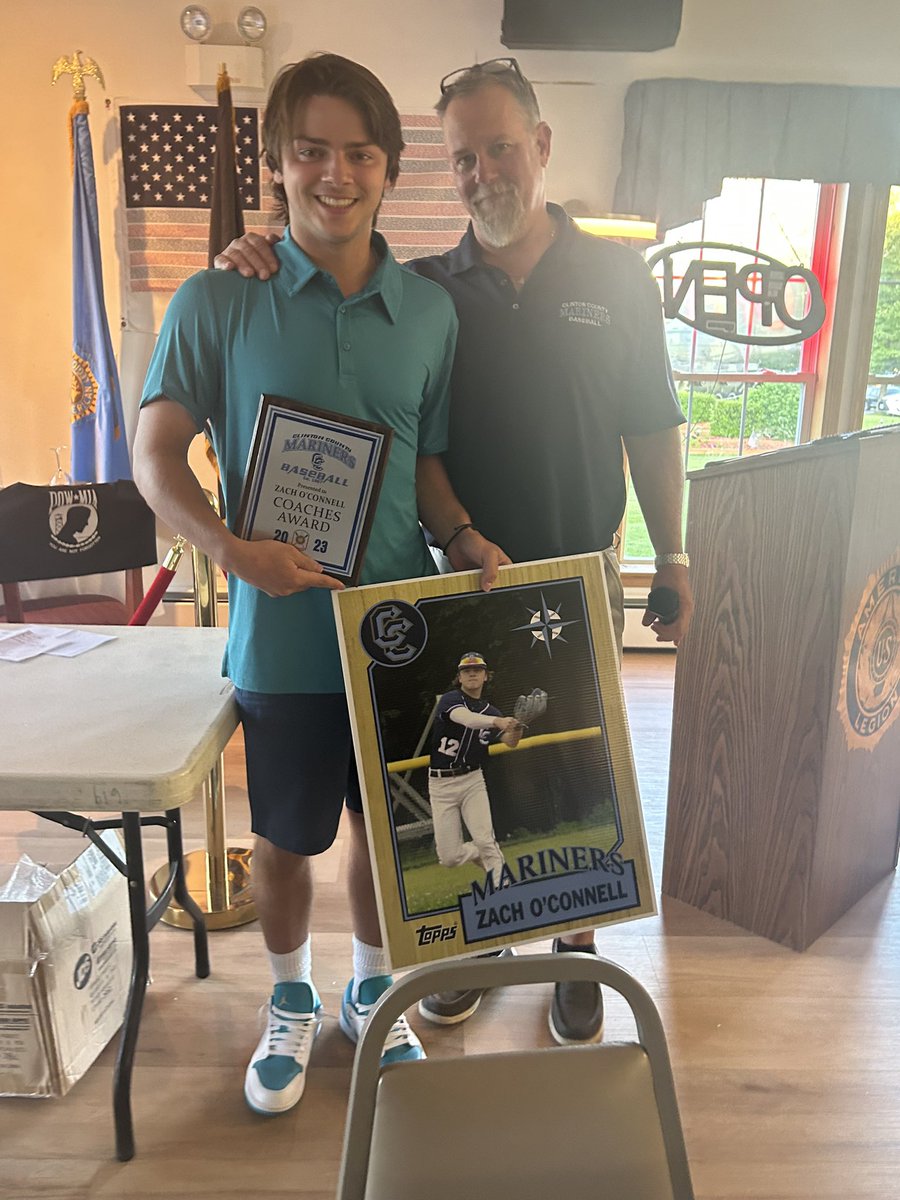 MarinersLegion's tweet photo. Clinton County Mariners standout Zach O’Connell earned the Coaches Award &amp; the Gary J. Butler Award. 

O’Connell, a standout @PeruNighthawks player, will continue his baseball career as a member of the @BportBaseball team. https://t.co/5dlu0uN70a
